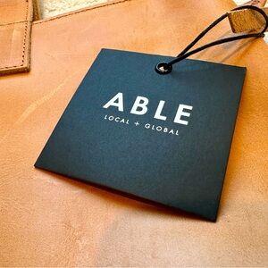 ABLE Large Leather Tote with Zipper - NEW with tags